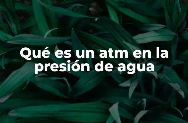 Qué es un Atm en la Presión de Agua
