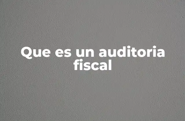 Que es un Auditoria Fiscal