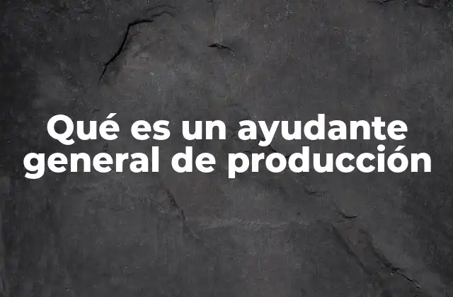 Qué es un Ayudante General de Producción