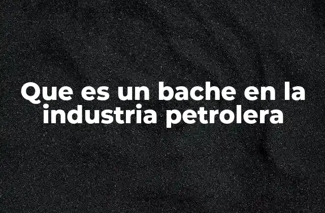 Que es un Bache en la Industria Petrolera