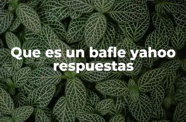 Que es un Bafle Yahoo Respuestas