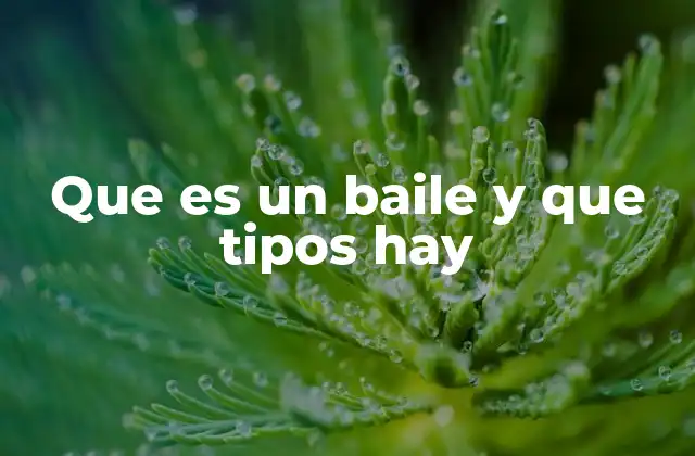 Que es un Baile y que Tipos Hay