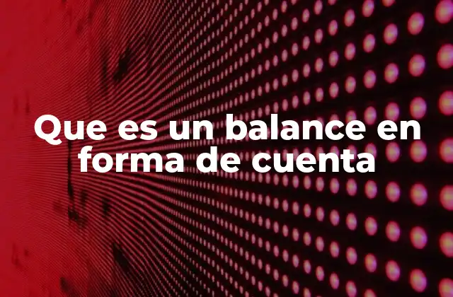 Que es un Balance en Forma de Cuenta