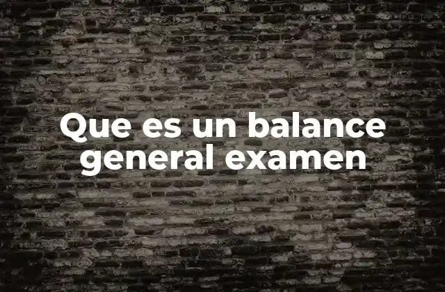 Que es un Balance General Examen