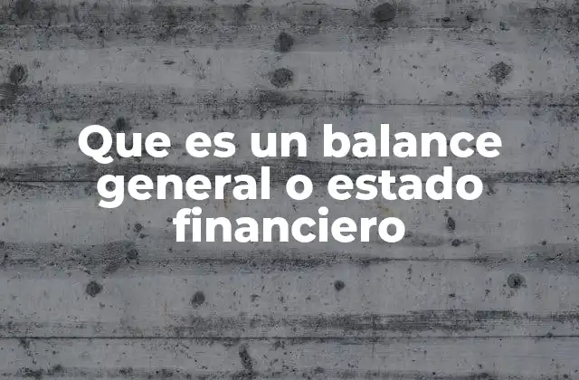 Que es un Balance General o Estado Financiero