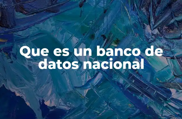 Que es un Banco de Datos Nacional
