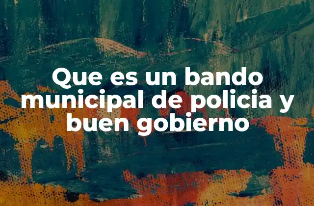 Que es un Bando Municipal de Policia y Buen Gobierno