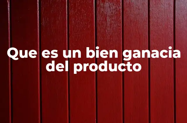 Que es un Bien Ganacia Del Producto