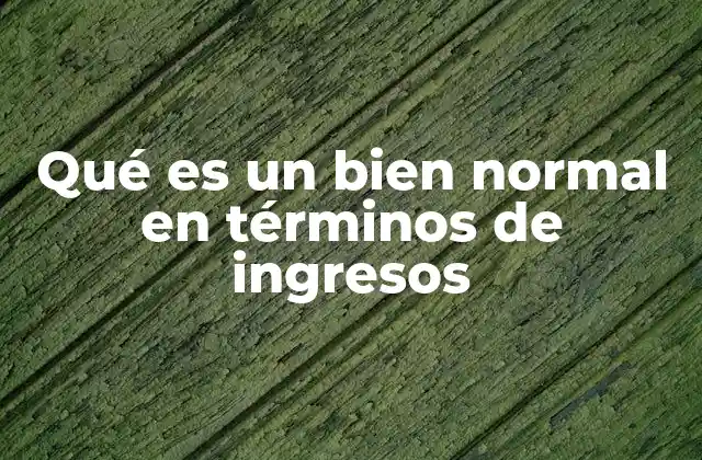 Qué es un Bien Normal en Términos de Ingresos