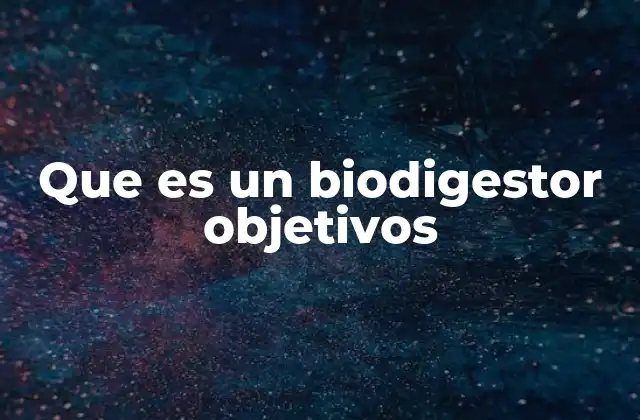 Que es un Biodigestor Objetivos