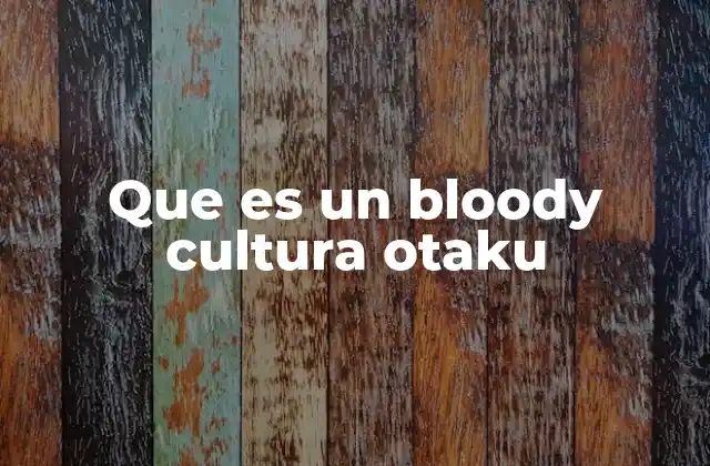 Que es un Bloody Cultura Otaku