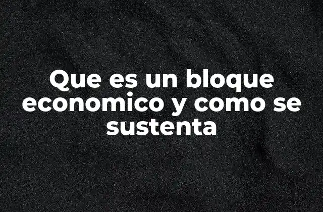 Que es un Bloque Economico y como Se Sustenta