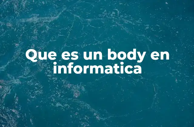 Que es un Body en Informatica