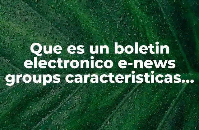 Que es un Boletin Electronico E-news Groups Caracteristicas Principales