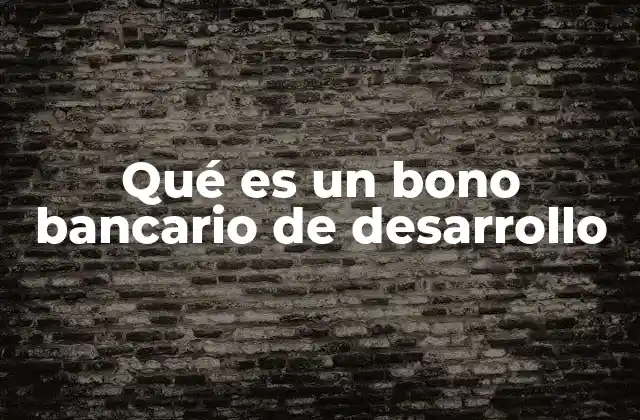 Qué es un Bono Bancario de Desarrollo