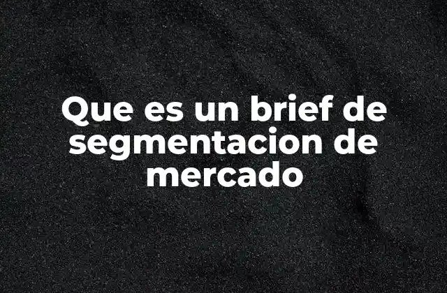 Que es un Brief de Segmentacion de Mercado