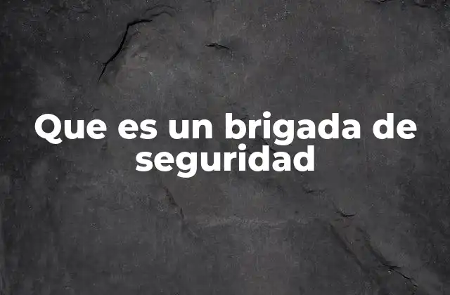 Que es un Brigada de Seguridad