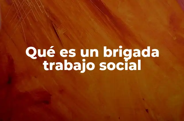 Qué es un Brigada Trabajo Social