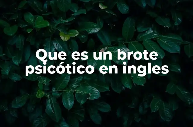 Que es un Brote Psicótico en Ingles
