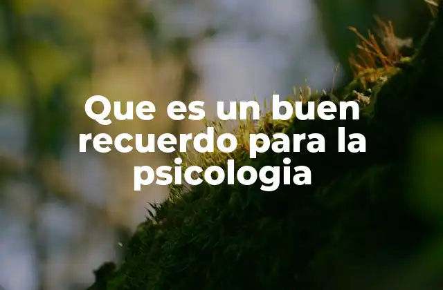 Que es un Buen Recuerdo para la Psicologia
