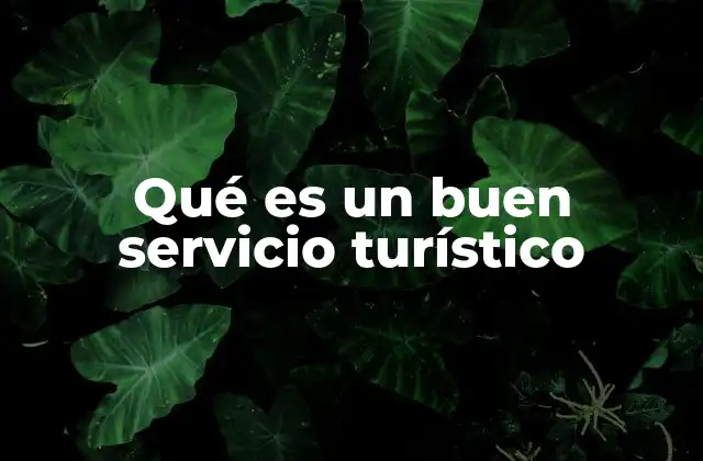 Qué es un Buen Servicio Turístico