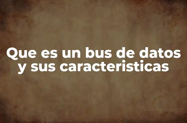 Que es un Bus de Datos y Sus Caracteristicas