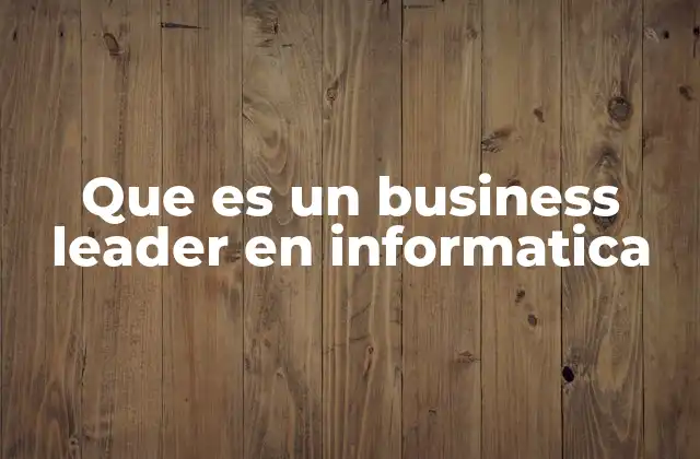 Que es un Business Leader en Informatica