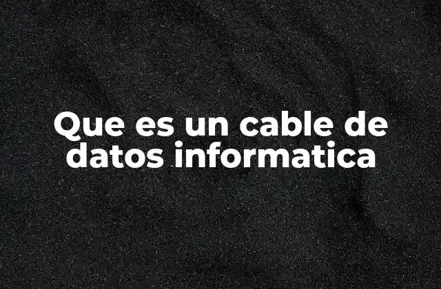Que es un Cable de Datos Informatica