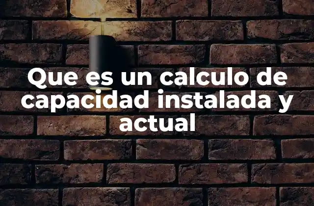 Que es un Calculo de Capacidad Instalada y Actual
