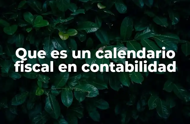 Que es un Calendario Fiscal en Contabilidad