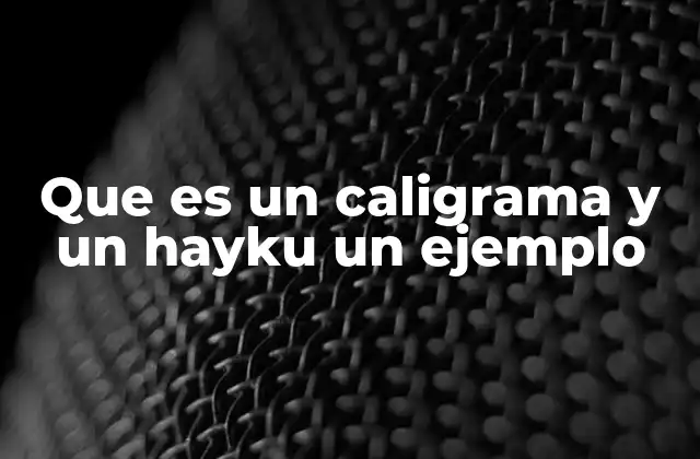 Que es un Caligrama y un Hayku un Ejemplo