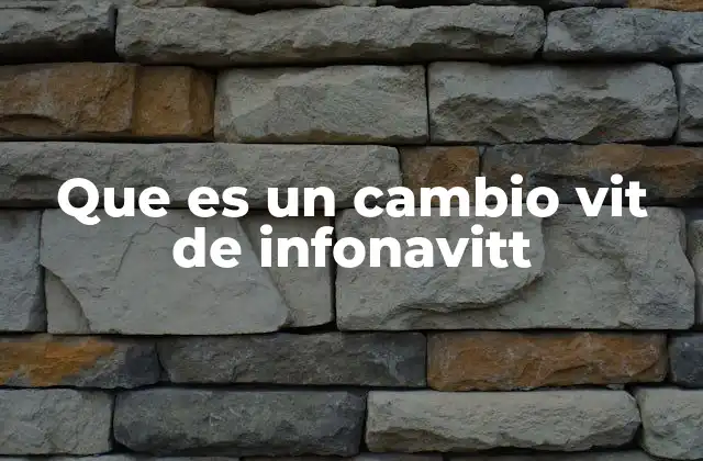 Que es un Cambio Vit de Infonavitt