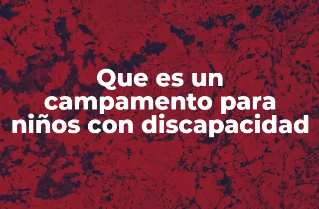 Que es un Campamento para Niños con Discapacidad