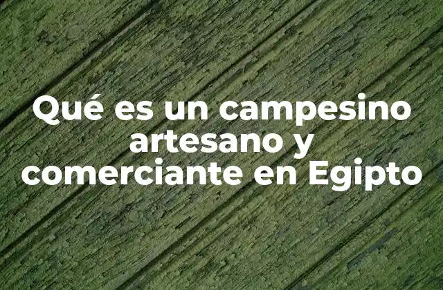 Qué es un Campesino Artesano y Comerciante en Egipto