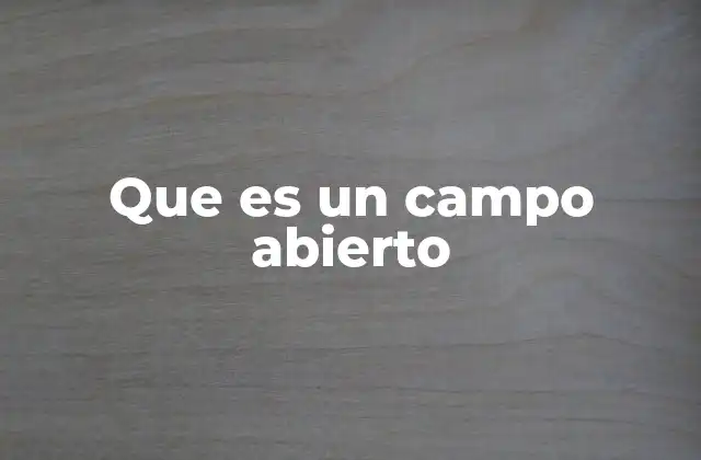 Que es un Campo Abierto