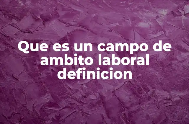 Que es un Campo de Ambito Laboral Definicion