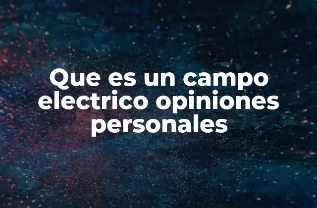 Que es un Campo Electrico Opiniones Personales