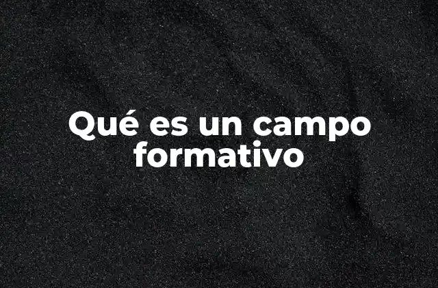 Qué es un Campo Formativo