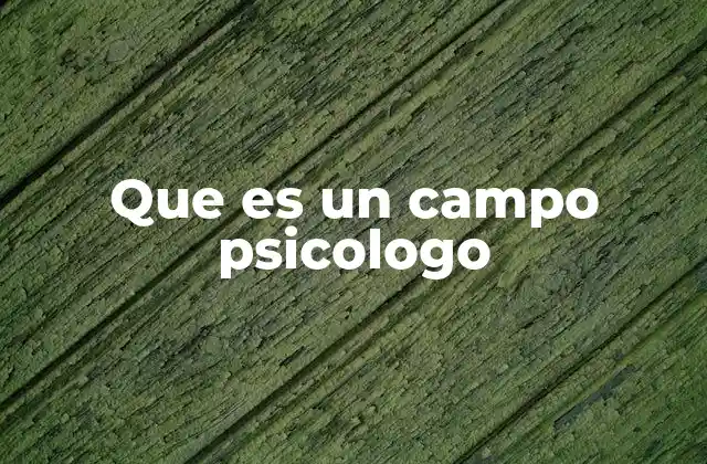 Que es un Campo Psicologo