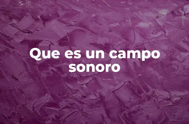 Que es un Campo Sonoro