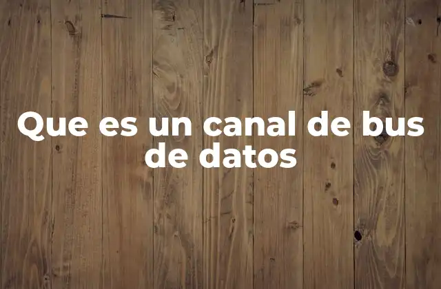 Que es un Canal de Bus de Datos