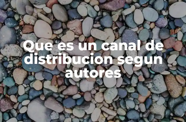 Que es un Canal de Distribucion Segun Autores