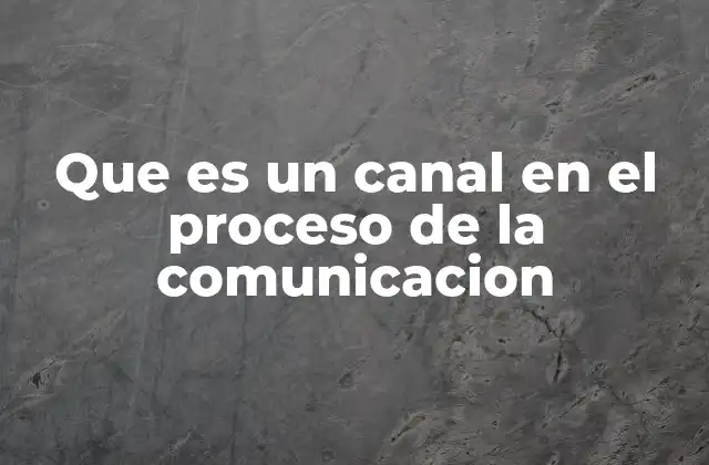 Que es un Canal en el Proceso de la Comunicacion