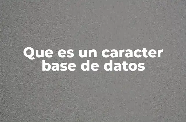 Que es un Caracter Base de Datos