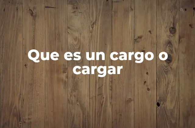 Que es un Cargo o Cargar