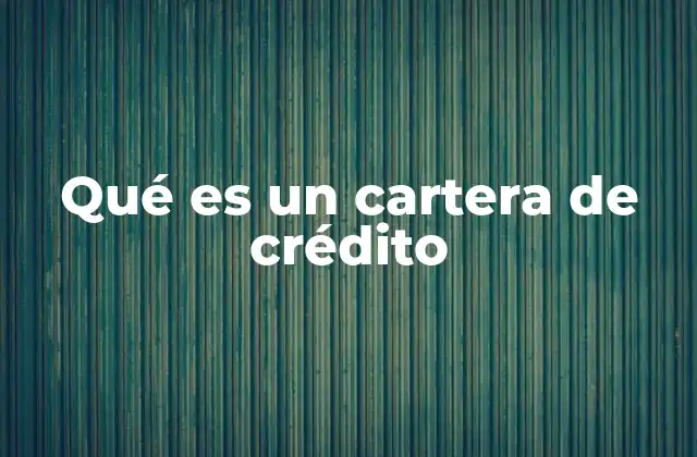 Qué es un Cartera de Crédito