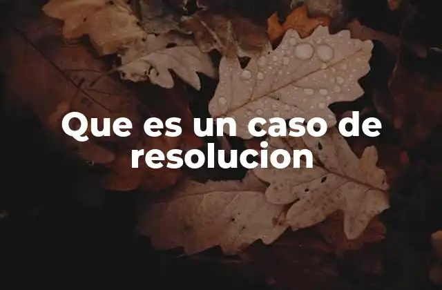 Que es un Caso de Resolucion