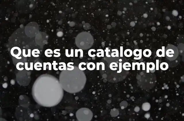 Que es un Catalogo de Cuentas con Ejemplo