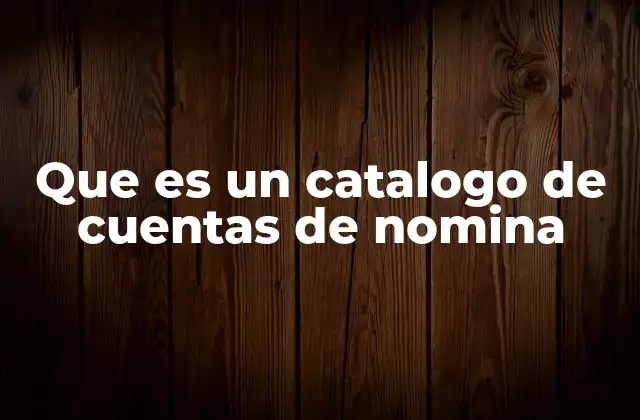 Que es un Catalogo de Cuentas de Nomina