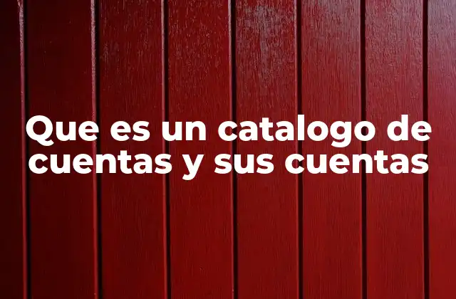 Que es un Catalogo de Cuentas y Sus Cuentas